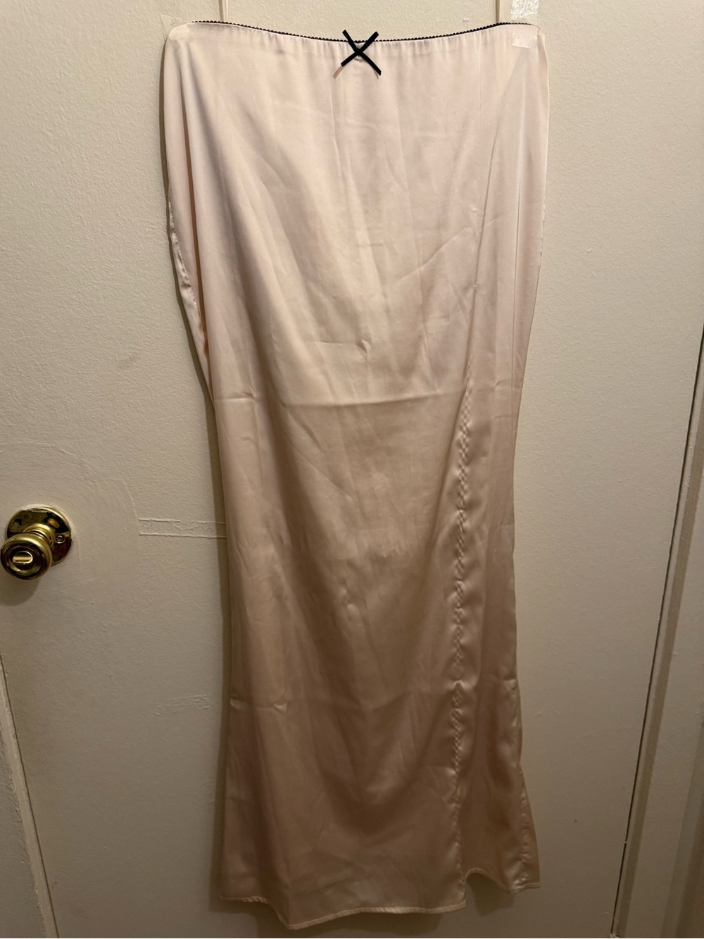 Edikted Satin Maxi Slip Skirt in Light Blush Pink